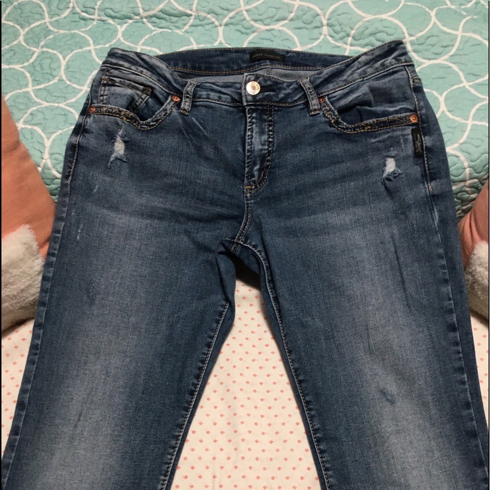 Silver “Boyfriend” jeans with “stretch” denim